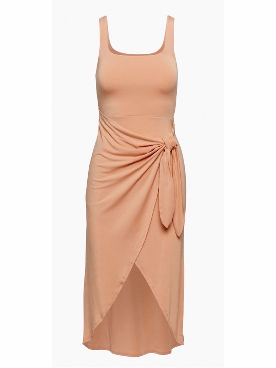 Wilfred Dresses & Skirts - Aritzia Wilfred Saturn Sleeveless Wrap-Tie Midi Dress Peach